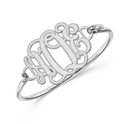 Laser Etched Outline Monogram Plate with Bracelet Sterling Silver XNA558W, MPN: XNA558W,