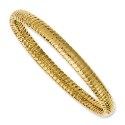 Yellow IP-plated Textured Hollow Slip-on Bangle - Stainless Steel SRB1085 by Chisel, MPN: SRB1085, …