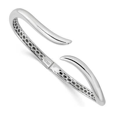 Wavy Hinged Bangle Sterling Silver Rhodium-Plated Polished QB1407, MPN: QB1407, 196904155028