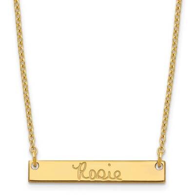 Small Polished Signature Bar Necklace Sterling Silver Gold-plated XNA1273GP, MPN: XNA1273GP,