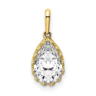 Polished Pear CZ Diamond Pendant 10k Gold 10YC416, MPN: 10YC416, 883957733609