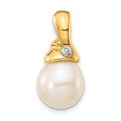 .01ct Diamond 9-10mm White Rice Freshwater Cultured Pearl Pendant 14k Gold XP5293, MPN: XP5293, 883…