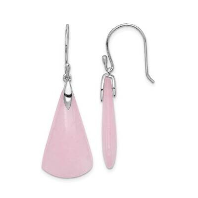 Dyed Pink Quartz Dangle Earrings Sterling Silver Rhodium-plated QE15164, MPN: QE15164, 191101844638