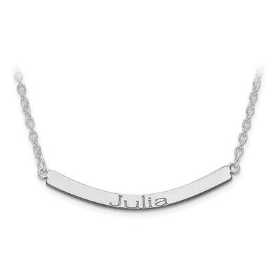 Polished Recess Letters Curved Name Bar with Chain Sterling Silver Rhodium-plated XNA649SS, MPN: XN…