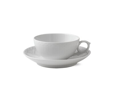 Royal Copenhagen White Fluted Half Lace Tea Cup &amp; Saucer 6.75Oz 1017277, MPN: 1017277, 5705140174707