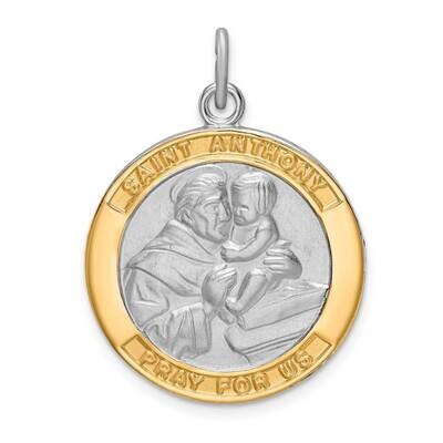 Gold Tone St. Anthony Medal Pendant Sterling Silver Rhodium-plated QC9421, MPN: QC9421, 883957964928