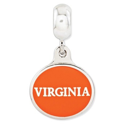 University of Virginia Collegiate Enameled Dangle Bead Sterling Silver QRS3106