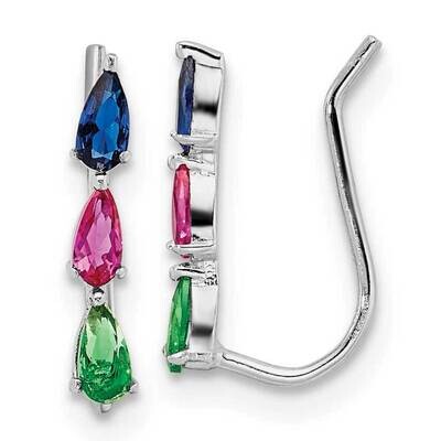 Multi-Color CZ Diamond Earrings Sterling Silver Rhodium-Plated Polished QE16108, MPN: QE16108, 1969…
