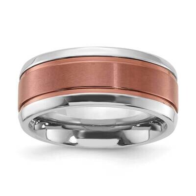 Titanium 8mm Polished with Copper Plated Center &amp; Beveled Edge Band NST122-6