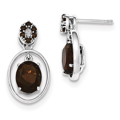 Smoky Quartz Post Dangle Earrings Sterling Silver QE12633SQ