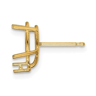 Oval 4-Prong 4 x 3mm Diamond Accent Post Earring Mounting 14k Yellow Gold YG381, MPN: YG381,