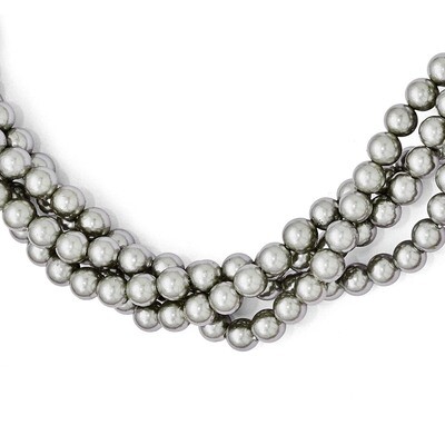 4Row 4-5Mm Grey Shell Bead Twist Necklace Sterling Silver QMJN440G-20, MPN: QMJN440G-20, 8867742945…