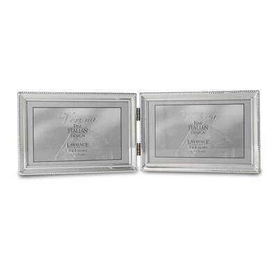 Polished Silver-plated 4 x 6 Inch Hinged Double Horizontal Picture Frame Bead Border GM22289, MPN: …