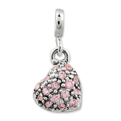 Pink Diamond Puffed Heart Enhancer Sterling Silver QN140, MPN: QN140, 191101279126