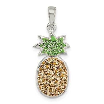 Yellowith Green Preciosa Crystal Pineapple Pendant Sterling Silver QC9604, MPN: QC9604,