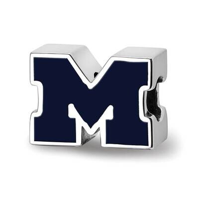 University of Michigan Block M Enameled 1-sided Bead Sterling Silver SS500UM, MPN: SS500UM, 6344013…