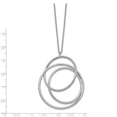 Leslie&#39;s Brushed Polished Necklace Sterling Silver Rhodium-plated HB-QLF1029-35.5, MPN: QLF1029-35.…