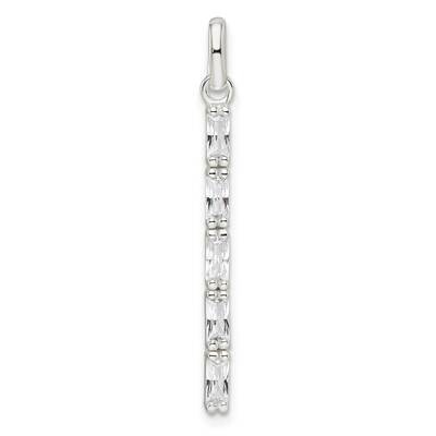 CZ Diamond Bar Pendant Sterling Silver Polished QP5461, MPN: QP5461,