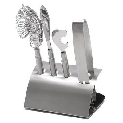 4-Piece Stainless Steel Bar Tool Set with Stand GM23702, MPN: GM23702, 37533000047