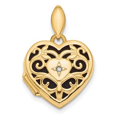 Filigree Diamond Heart Locket 14k Gold Polished XL714, MPN: XL714, 886774036106
