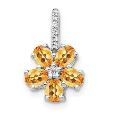 1.37 Citrine Flower Pendant 14k White Gold Diamond PM4381-005-WA, MPN: PM4381-005-WA, 883957670607