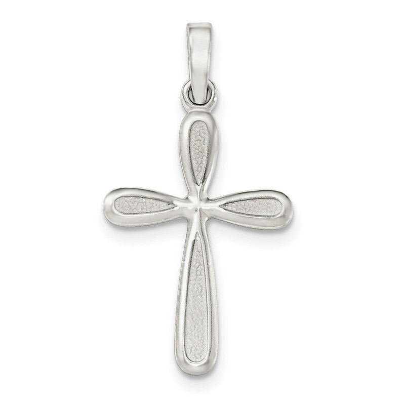 Textured Matte Cross Pendant Sterling Silver Polished QC8122, MPN: QC8122, 191101367564