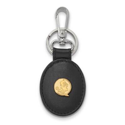 Florida State U Black Leather Oval Key Chain Sterling Silver Gold-Plated GP053FSU-K1, MPN: GP053FSU…