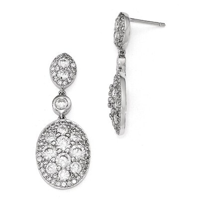 CZ Fancy Post Dangle Earrings Sterling Silver QCM1157