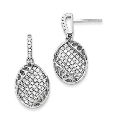 CZ Dangle Post Earrings Sterling Silver QE12318