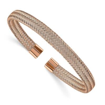 Rose Ip-Plated 6.00mm Mesh Wire Cuff Bangle Stainless Steel Polished SRB2601, MPN: SRB2601, 1911018…