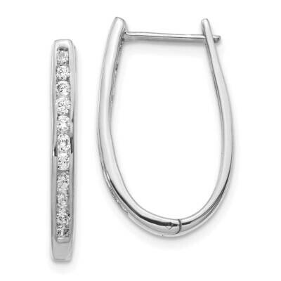 Oval Hoop Earrings 14k White Gold Diamond EM5370-050-WA, MPN: EM5370-050-WA, 883957206226