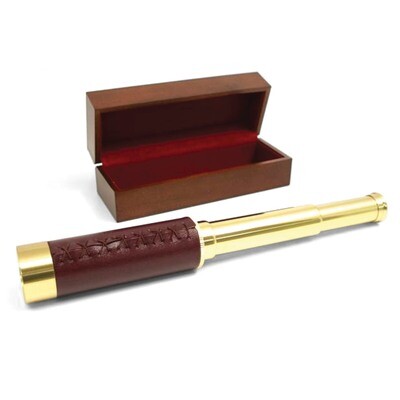 Brass with Leather Trim 30 mm 25x Telescope GM8872, MPN: GM8872, 797140308300