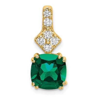 Created Emerald Pendant 14k Gold Lab Grown Diamond PM7515-CEM-020-YLG, MPN: PM7515-CEM-020-YLG, 883…