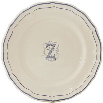 Gien Monogram Filet Bleu Dinner Plate Letter Z 1710AEXZ22, MPN: 1710AEXZ22, 840769019451