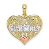 White Rhodium Polished Grandma In Filigree Heart Pendant 10k Two-Tone Gold  10K9557, MPN: 10K9557,