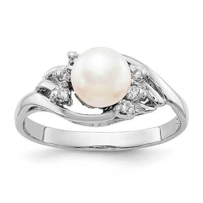 6mm Freshwater Cultured Pearl Diamond Ring 14k White Gold Y4362PL_AA, MPN: Y4362PL_AA, 883957087887