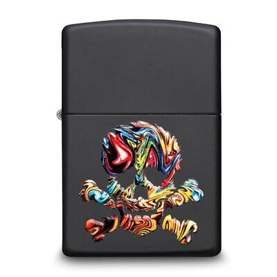 Zippo Black Matte Colorful Skull &amp; Crossbones Design Lighter GM25822, MPN: GM25822, 191693146240
