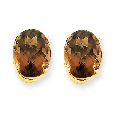 10x8 Oval Smokey Quartz Earrings 14k Gold XE90SQ, MPN: XE90SQ, 883957108957
