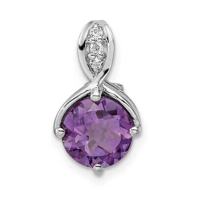 Circle 2.05Tw Amethyst White Topaz Pendant Sterling Silver Rhodium-Plated QP5709AM, MPN: QP5709AM,