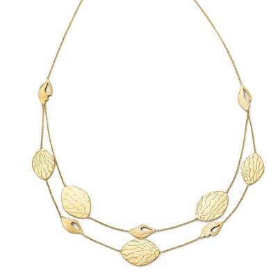 Brushed and Textured Necklace with 2 Inch Ext 14k Gold LF337-18, MPN: LF337, 191101469848