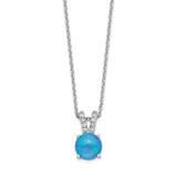 CZ Diamond &amp; Created Opal 18.5 Inch Necklace Sterling Silver Rhodium Plated QCM1411-18.5, MPN: QCM1…