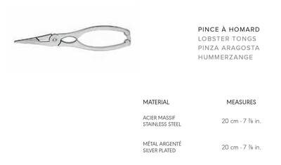 Ercuis Coverts Specifiques Lobster Tong Stainless Steel F650990-Z9, MPN: F650990-Z9, 8014808125829