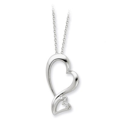 Protected Heart 18 Inch Necklace Sterling Silver with Diamonds QSX205, MPN: QSX205, 883957716572