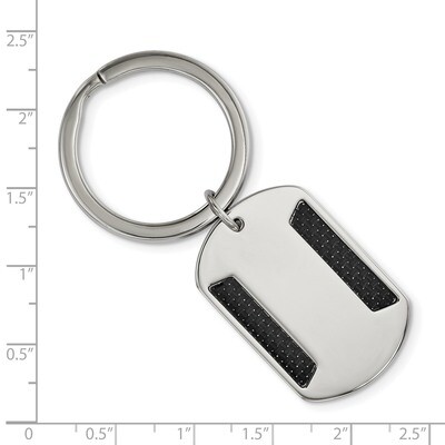 Black Carbon Fiber Inlay Key Chain Stainless Steel Polished SRK156, MPN: SRK156, 191101055072