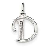 Glitter Enamel Letter D Pendant Sterling Silver Polished QC9181D, MPN: QC9181D, 886774116532