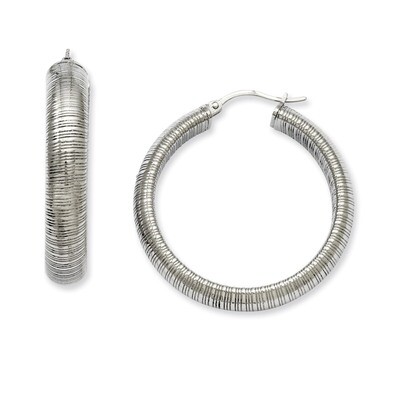 Textured Hoop Earrings Stainless Steel SRE544