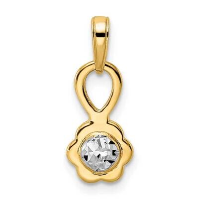 Diamond-Cut 3D Flower Pendant 14k Gold with White Rhodium M2927, MPN: M2927,