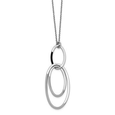 Leslie&#39;s Polished with 1.5 inch extender Necklace Sterling Silver Rhodium-plated HB-QLF1040-16, MPN…