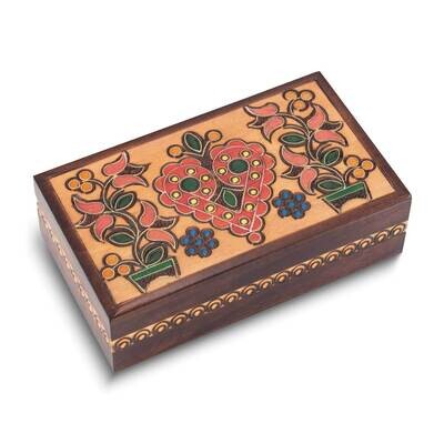 Brass Heart with Flowers Carved Painted Wooden Keepsake Box GM25127, MPN: GM25127,