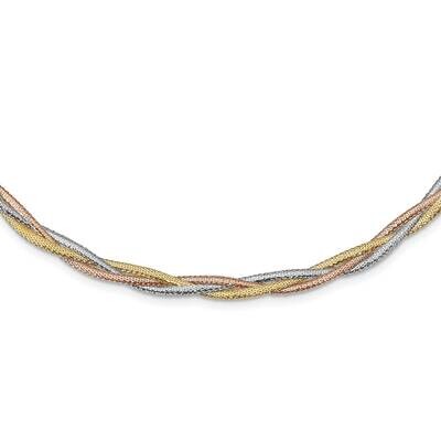 Leslie&#39;s Polished Textured Stretch Necklace 14k Tri-color Gold HB-LF1336-17.75, MPN: LF1336-17.75, …